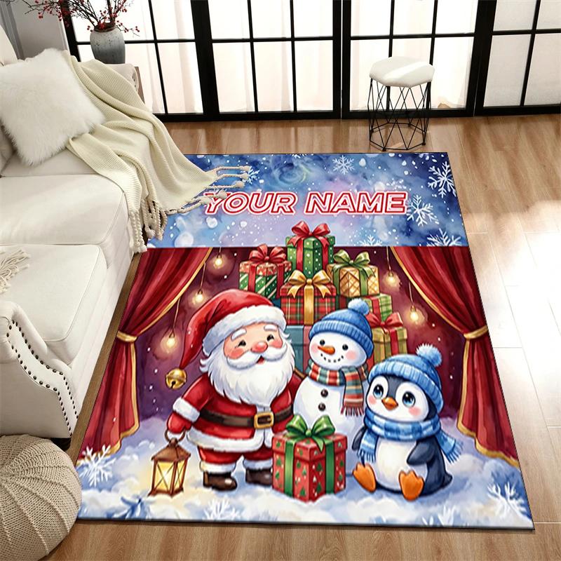 1PC Custom Name Christmas Magic Night Theme Floor Mat Ideal for Living Room, Game Rooms, Office, Bedroom,Floor Mat Playful Design
