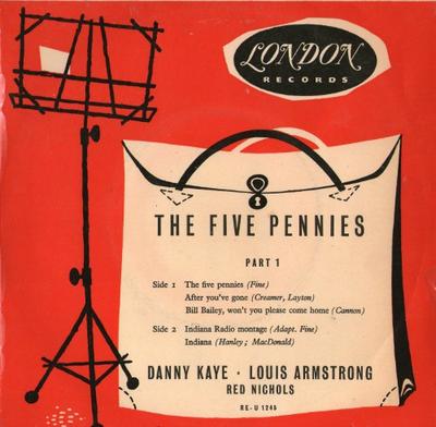 7inch Record DANNY KAYE, LOUIS ARMSTRONG, RED NI - Five Pennies - Part 1 REU1245 London Records 1958 UK Jazz Used