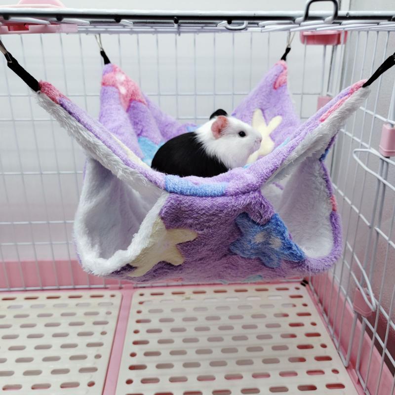 Double Layered Hamster Cage Sleeping Hammock Print Guinea Pig Clothes Bed Rodent Hammock Chinchilla Cage Little House
