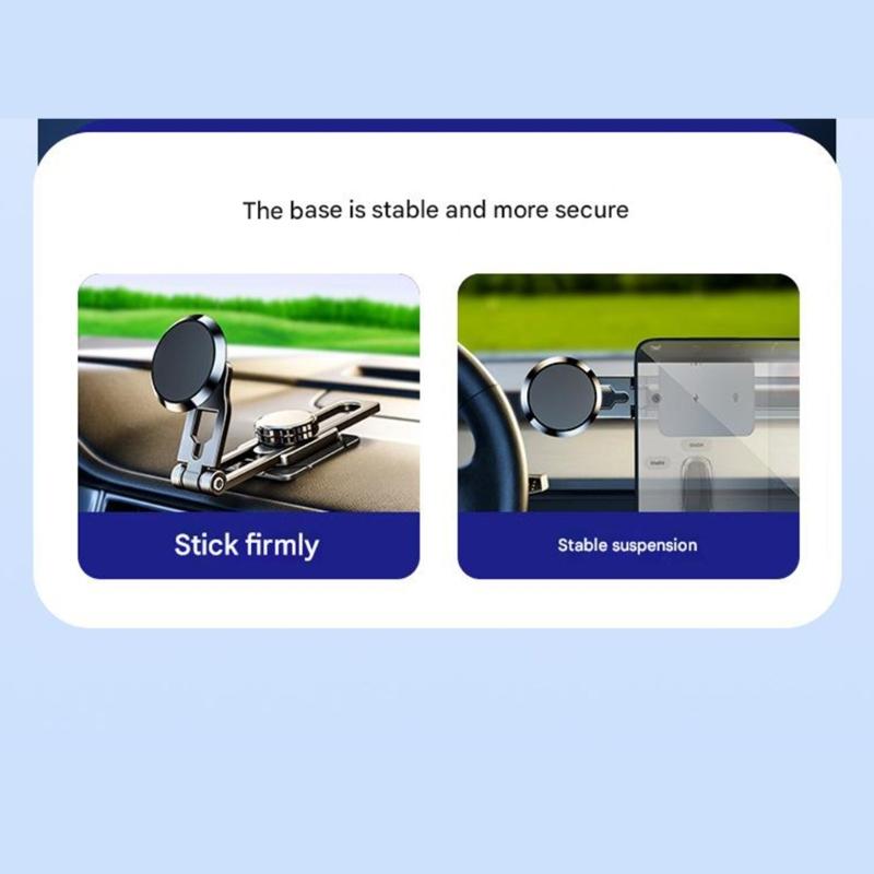 Heavy Duty Adhesive Car Phone Holder With 6 N50 Magnets Aluminum Alloy Construction 360 Rotation Universal Fit For Vehicle Trucks SUVs