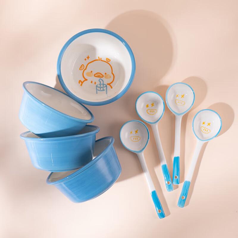 ZISIZ Easy Duck Kids Ceramic Dinnerware Set