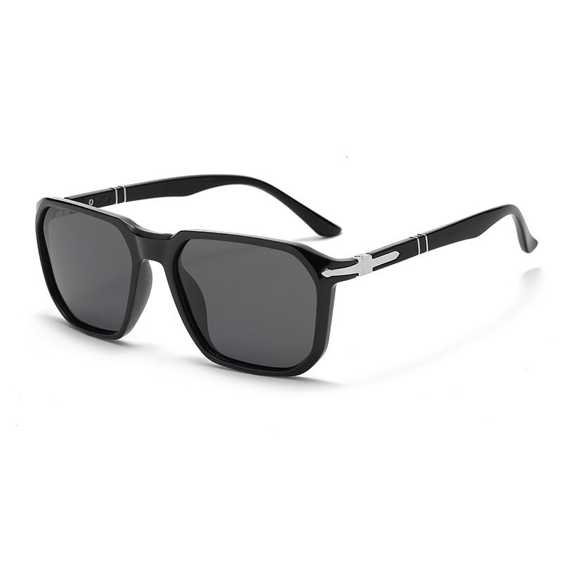 2025 Square Frame Polarized Photochromic Sunglasses for Outdoor Driving and Fishing with Spring Temples