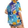 Women's fashionable casual Hawaiian print short-sleeved button-down collar shirt top
