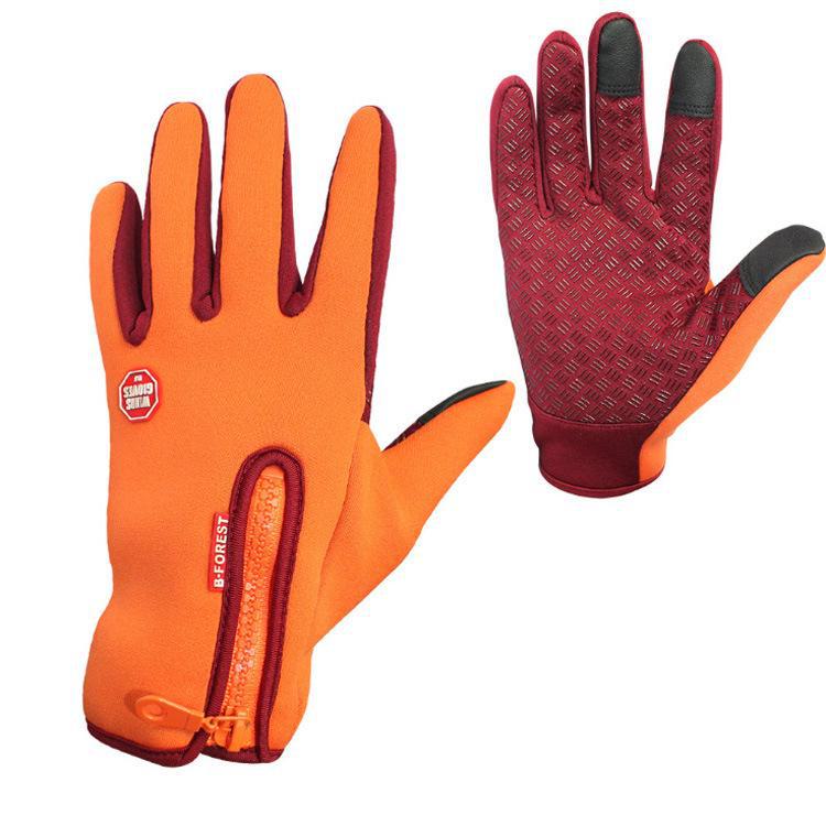 

Теплые перчатки с полным пальцем, с сенсорным экраном, для велоспорта и альпинизма - Нескользящий флис, защищающий от холода S оранжевый