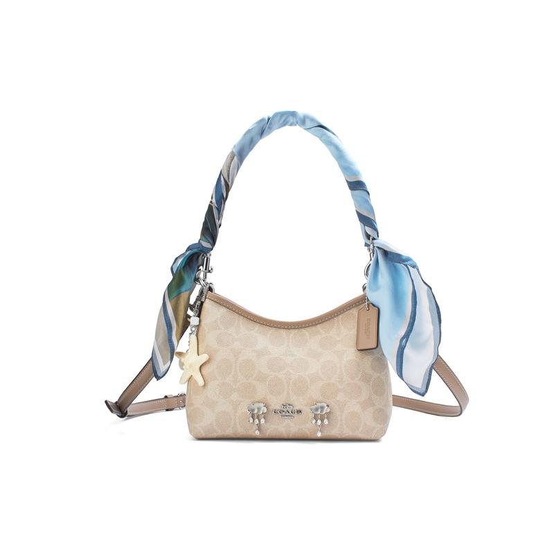 

COACH shoulder bag [Customized bag] Laurel Star Rhyme Collection, small flowers, diamonds, ribbon decoration Star Rhyme Collection Pink Gift Box срібний