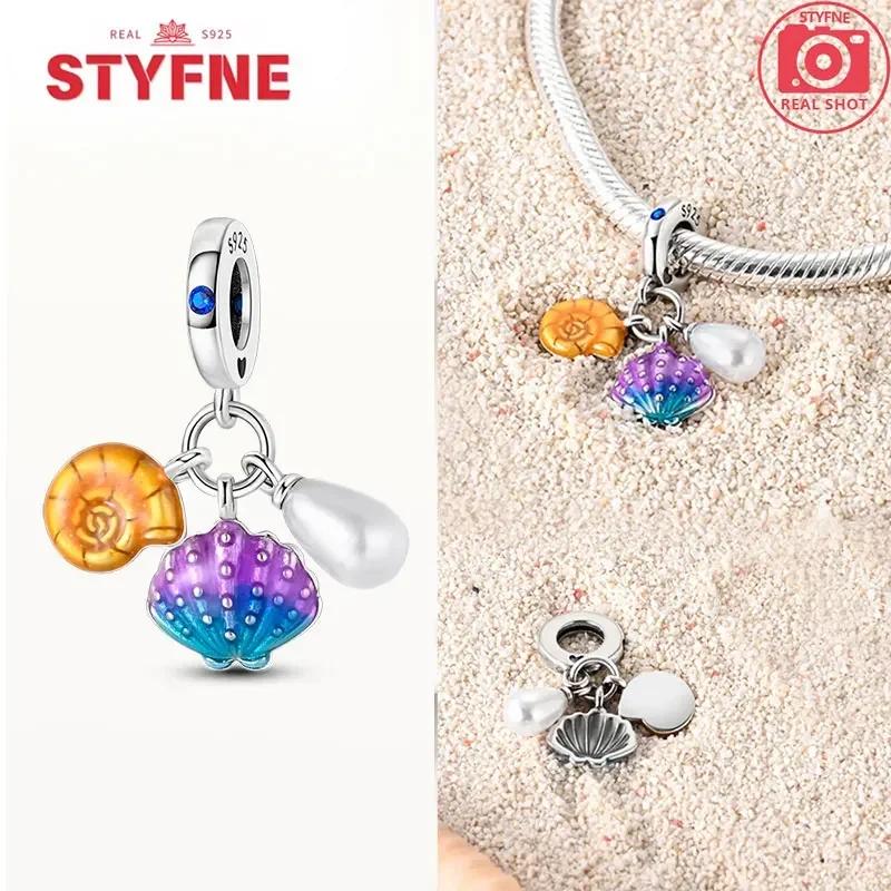Women Bracelet Diy Fine Jewelry Gifts Original Charms Beads Copper Ocean Series Blue Turtle Starfish Shell Pendants