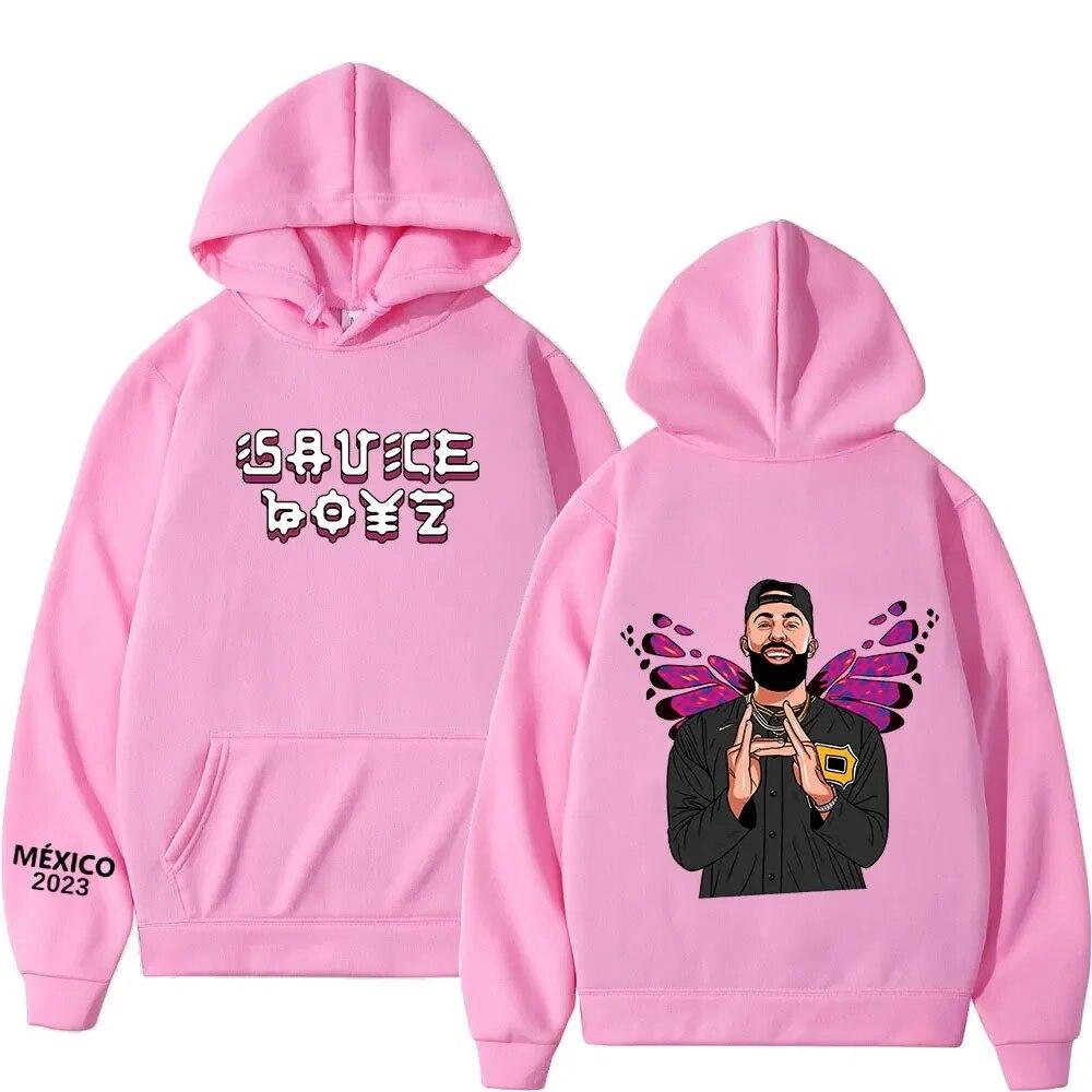 Rapper Eladio Carrion Hoodie Sauce Boyz Monarca Print Hoodies Unisex's Long Sleeve Oversized Sweatshirts Harajuku Streetwear Unisex