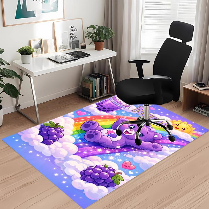 Custom Name Bear Printed Carpet Rug For Office Chair Living Room Bedroom Kitchen Room Decor Gifts