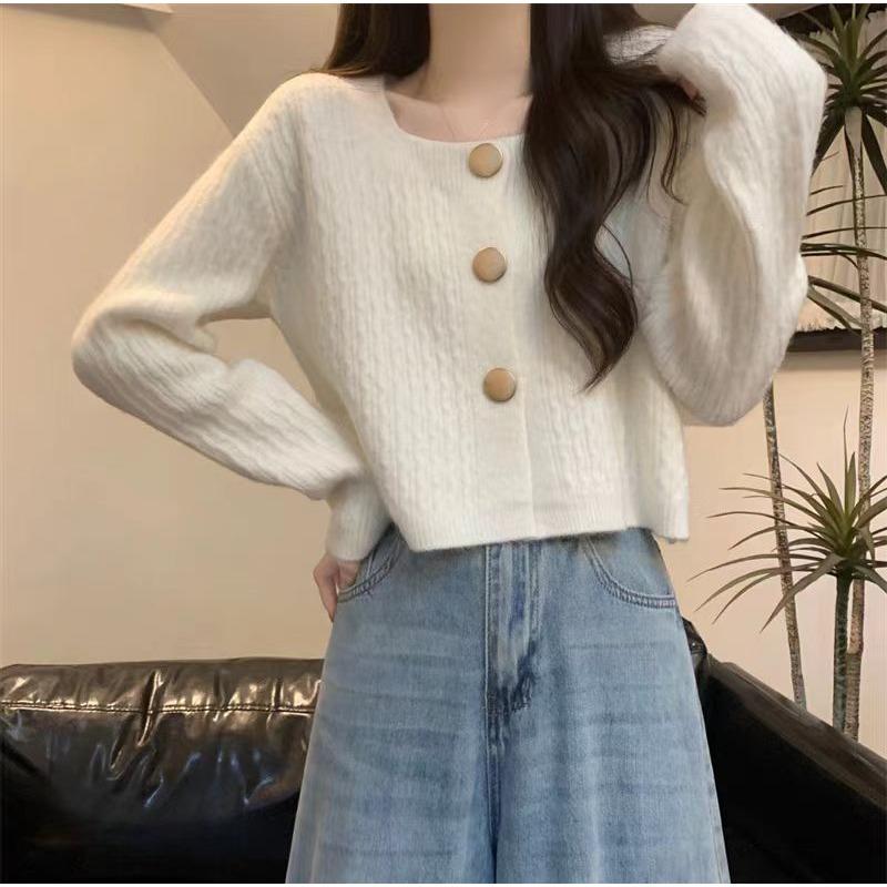 Spring and Autumn New Solid Color Skin-friendly Versatile and Thin Gentle Knitted Sweater Sweet and Fresh Cardigan Women's Top Cover
