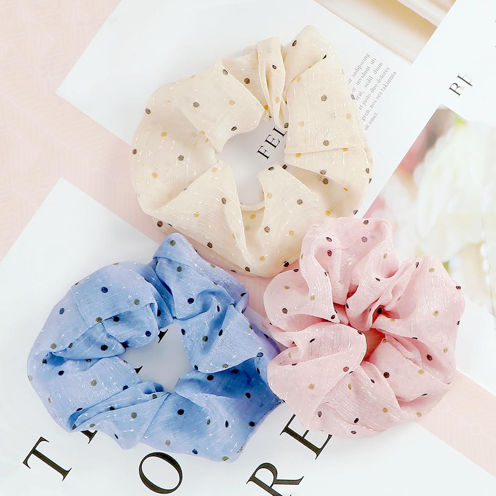 3 Stück Mode Mädchen Frauen Haarbänder Einfache Punkt Elastisches Leinen Garn Stirnband Haaraccessoires Haargummis Halter Scrunchie