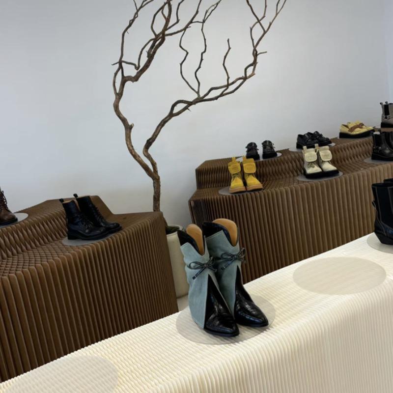 Mode 2024 Herbst/Winter Neue Spitz zulaufende Schleife Western Cowboy Stiefel Europäisch Amerikanische Damen Slipsole Chelsea Mid-calf Rockstiefel