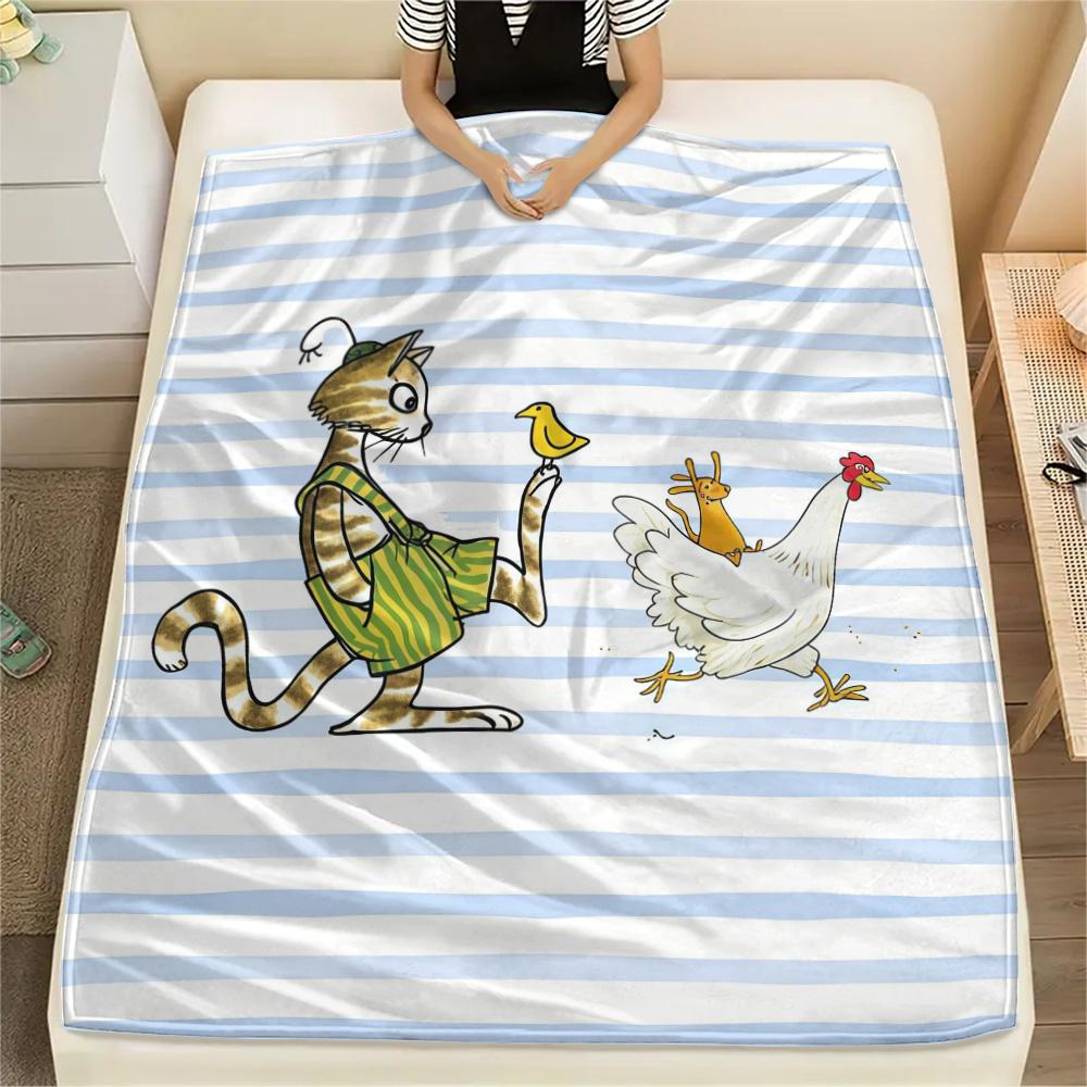 Pettson and Findus Flannel Blanket, High quality Comfortable for All Seasons, Home Decor, Warmth and Comfort