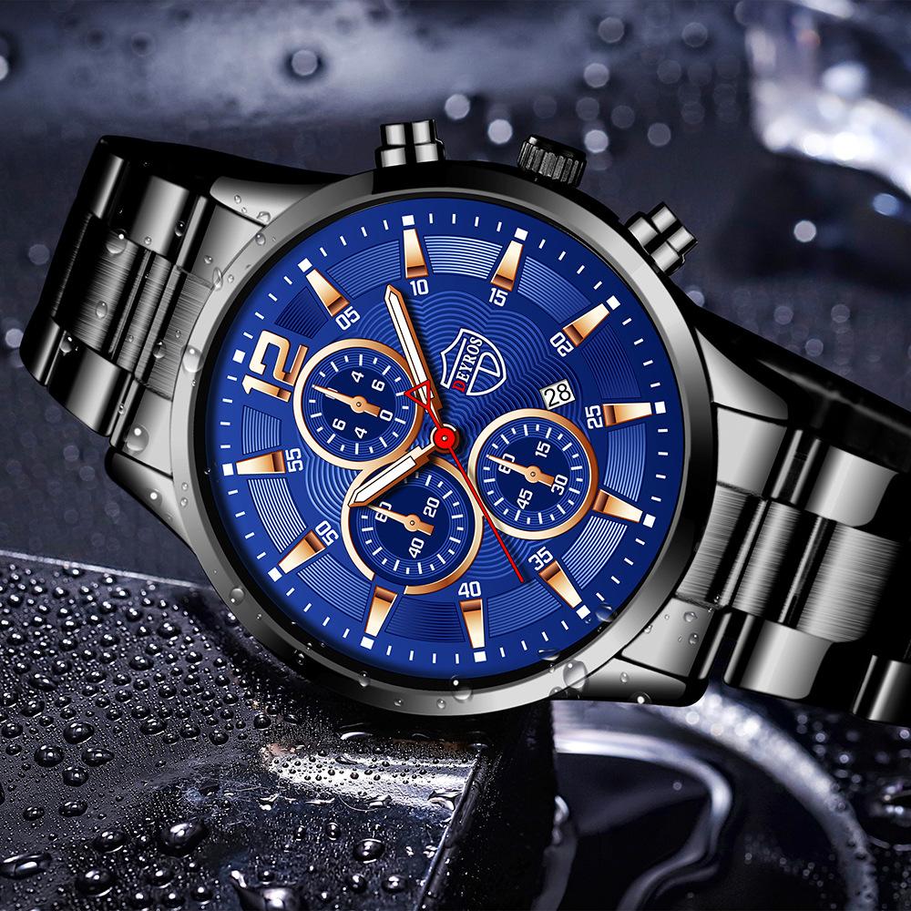 Neue Herren Mode Große Zifferblatt Uhr Kalender Uhr Freizeit Uhr Herren Edelstahl Uhr Quarz Uhr