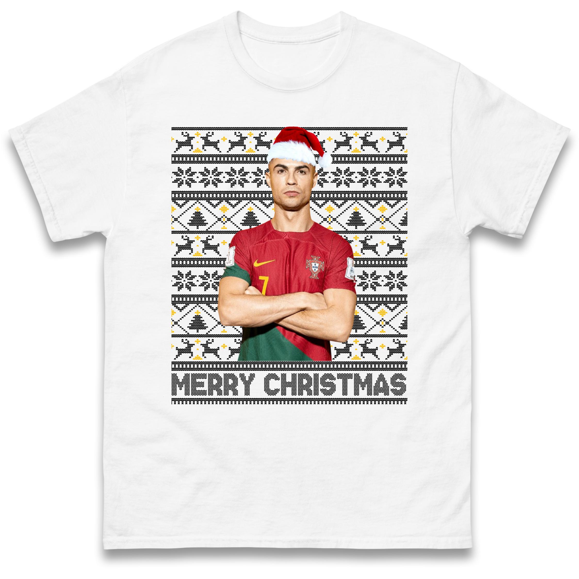 Merry Christmas Ronaldo T-Shirt Tshirt Mens Womens Tops Unisex Tees 100% Cotton XL