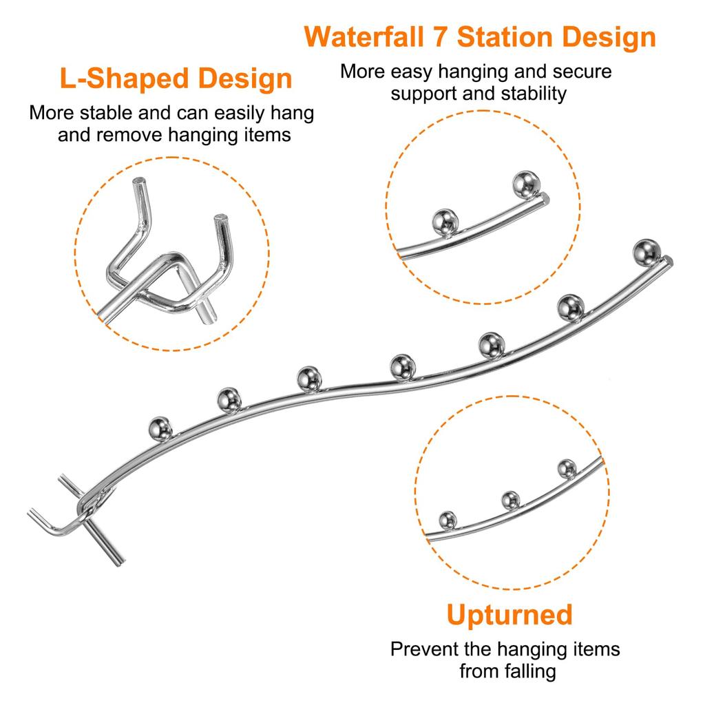 uxcell 27cm Stainless Steel Pegboard Tool Holder for and Silver 25-Pack Hooks, Wall-Mounted Workbenches, Garages, Kitchens, Shops,