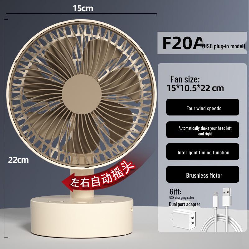 Rechargeable USB Oscillating Desktop Fan for Dorms and Offices