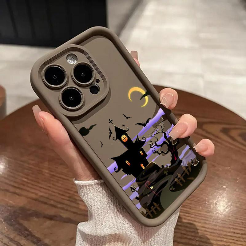 Halloween Castle Moon Soft Silicone Case For iPhone 17 Pro 14 15 Plus 11 12 13 16 Pro Max Coque 16E 17AIR Shockproof Phone Cover
