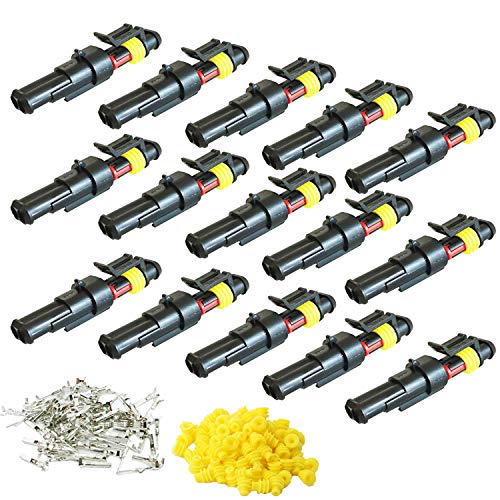 

CESFONJER Автомобильный водонепроницаемый разъем, водонепроницаемая электрическая клемма, комплект морских разъемов для мотоциклов, скутеров, грузовиков, комплект из 2 контактов x 15