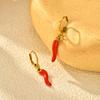 Kreative Rote Chilischote Charm Ohrringe für Damen Trendige Edelstahl 18 Karat Vergoldete Creolen Modeschmuck Geschenk