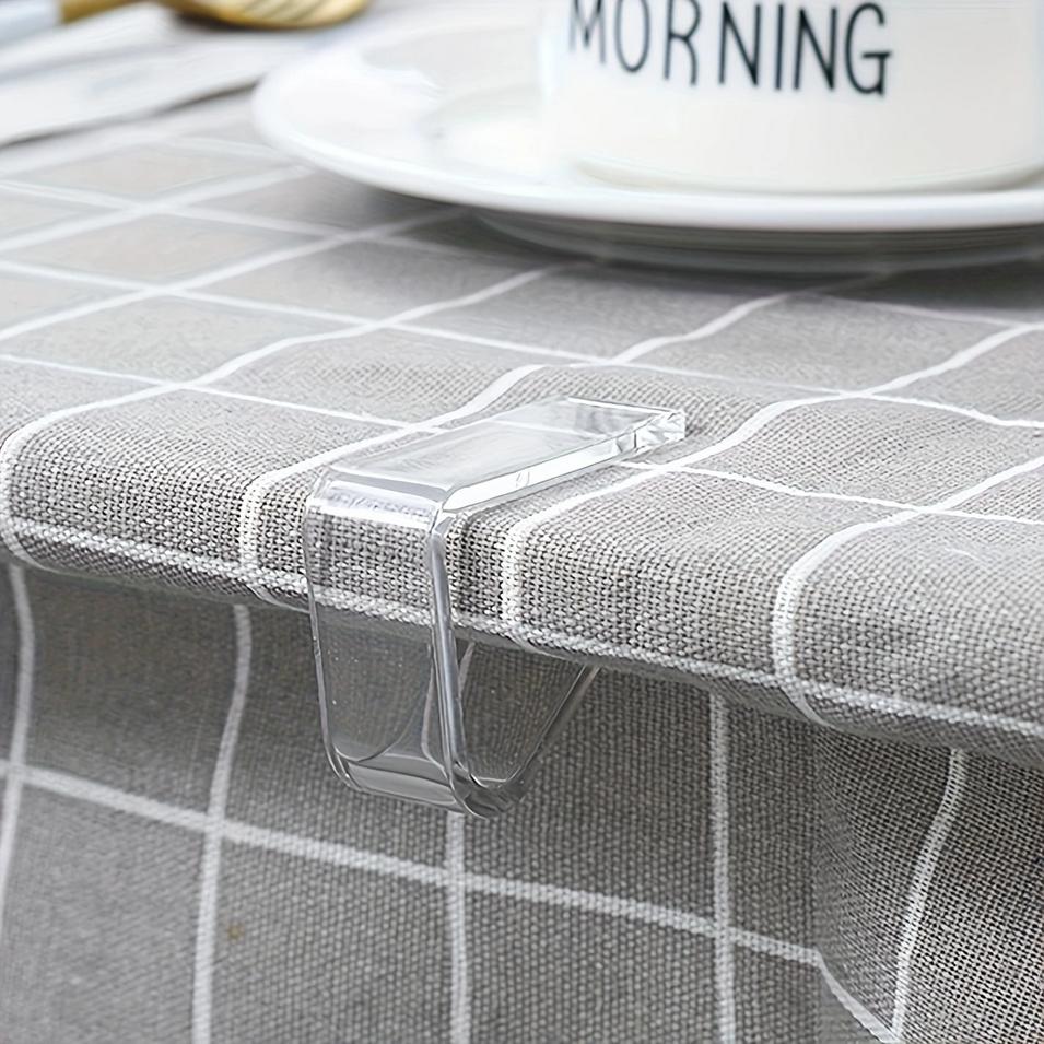 4pcs-Tablecloth Fixture, Clear Plastic Tablecloth Clips - Transparent Table Cloth Hold Down Clips For Indoor And Outdoor