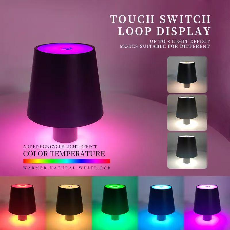 

FNN Minimalist Rechargeable Bottle Lamp - Portable Creative Table Light for Bars & Restaurants RGB Cylinder Head - Black
