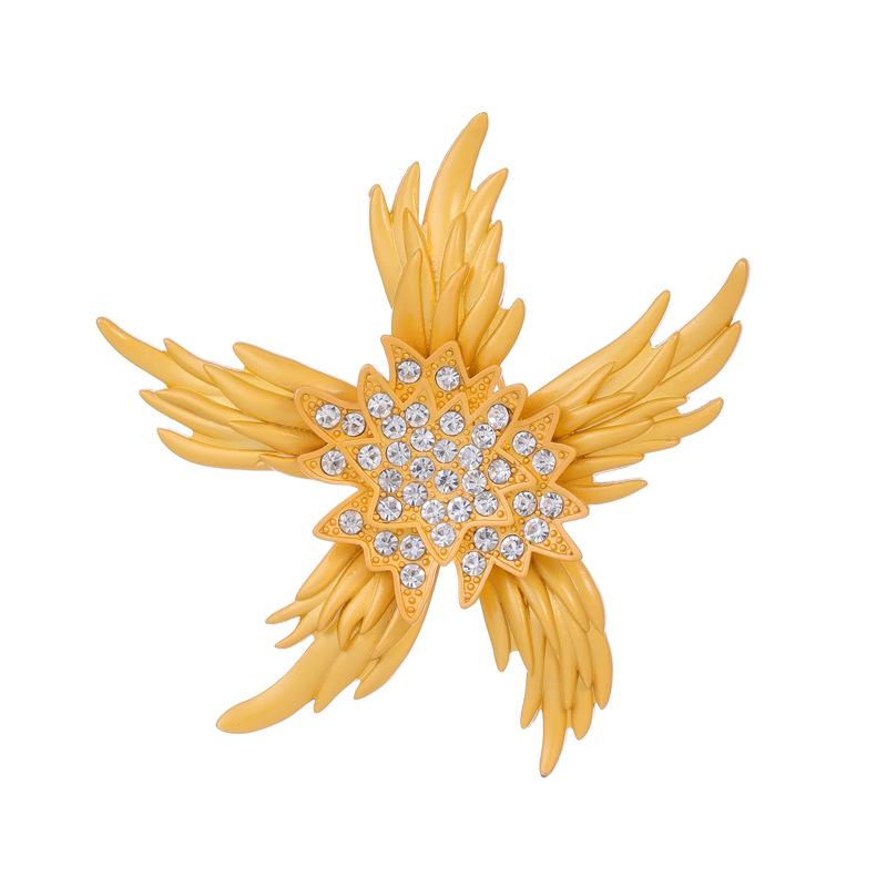 Vintage Luxury Flame Starfish Brooch Marine Life Rhinestone Premium Corsage Blazer Jacket Collar Pin Unisex Badges