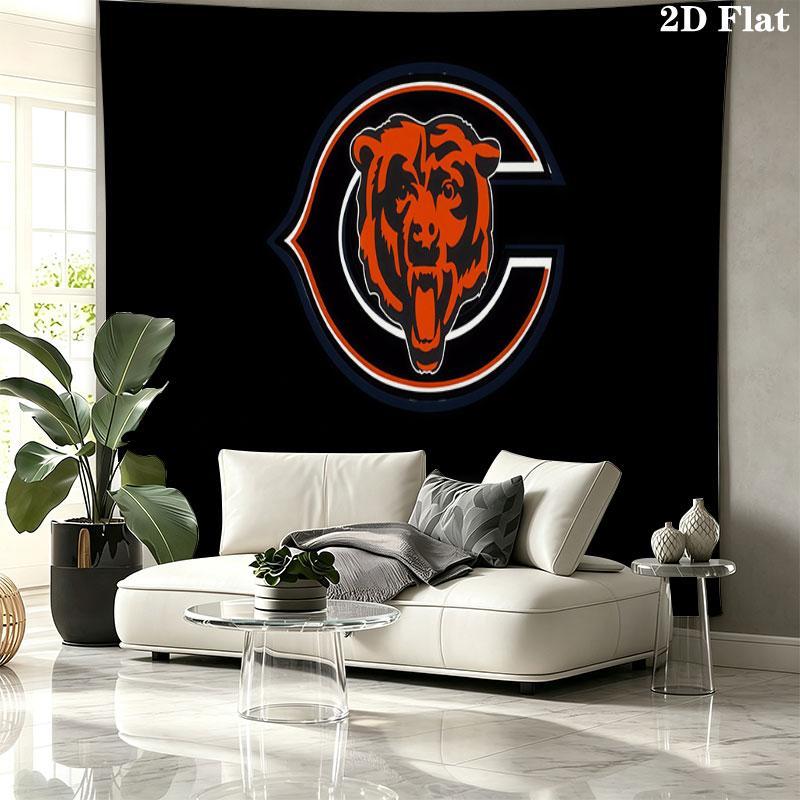 Chicago Bears Wall Tapestry, Aesthetic Printed Fabric Blanket, Suitable for Bedroom, Living Room, and Home Decor.