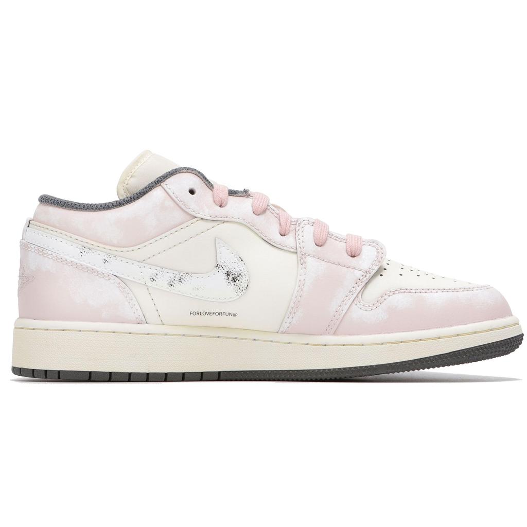 Jordan Air Jordan 1 Basso Resistente all'Abrasione Scarpe da Basket Vintage Unisex Beige Rosa 553558-152(Teamfour-)