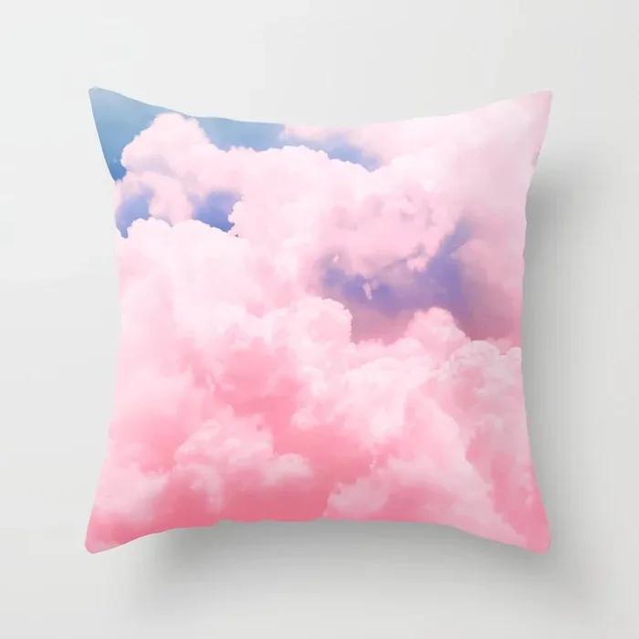 Bedroom Living Room Sofa Office Cushion Cover Pillowcase Pink Sky Cloud Pillow