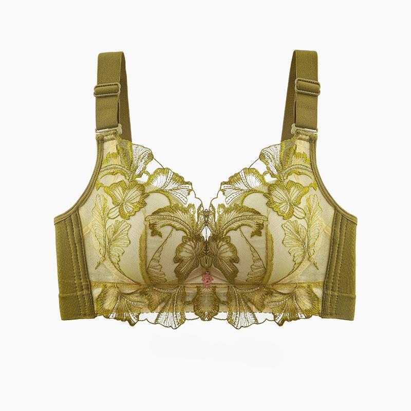 Embroidered Gathering Bra Women's Adjustable Underwear Lace-holding Bra Large-sized Sexy Lace Bra