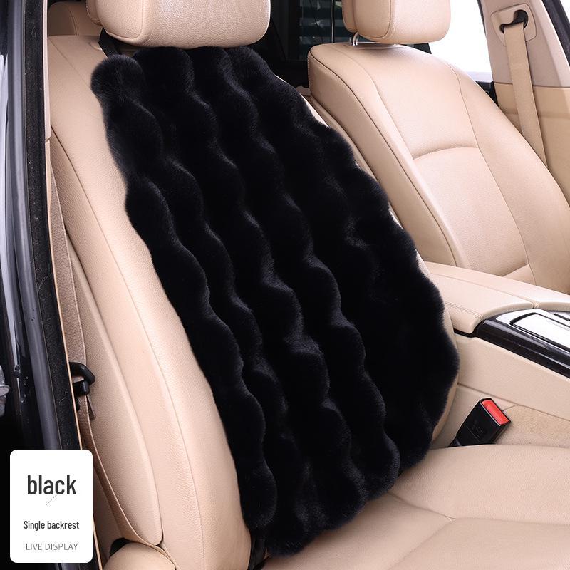Winter Fleece Rabbit Fur Plush Car Seat Cushion 3-Piece Set