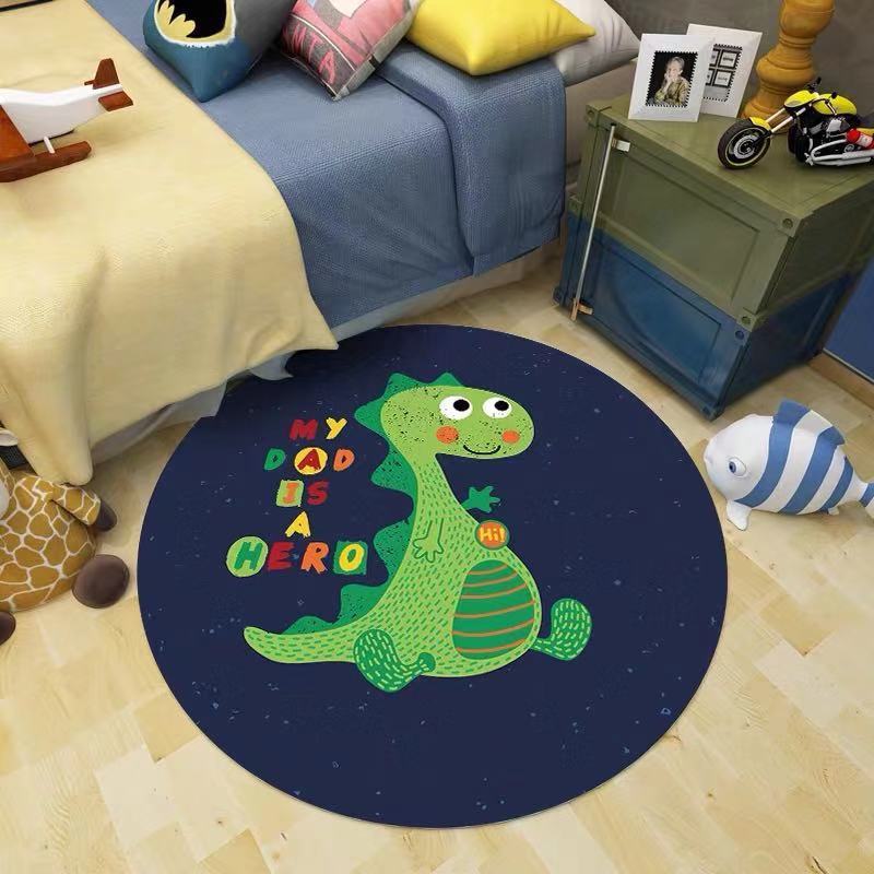 Cartoon Bear Round Carpet Fairy Tale Style Home Decor Mat Cute Kids Bedroom Decor Non-Slip Rug for Playroom Living Room Bedroom