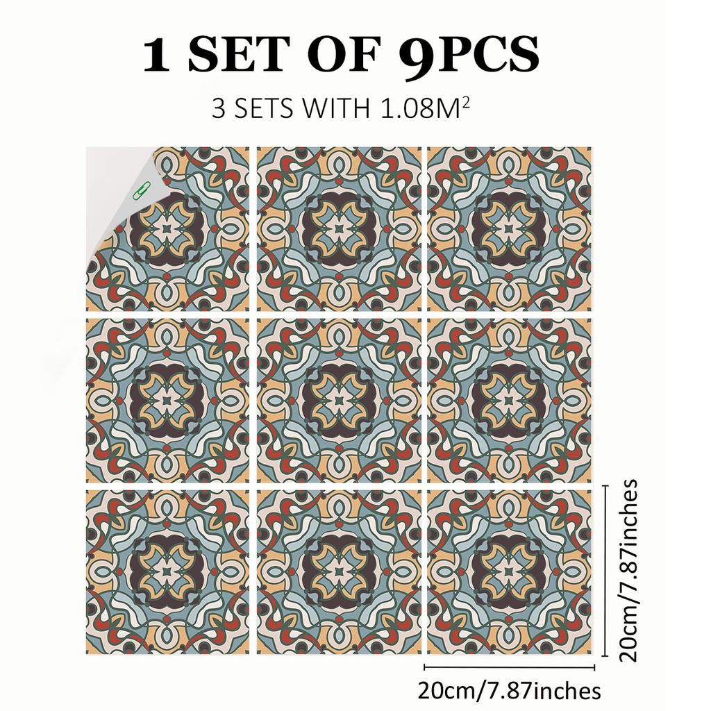 Mediterranean Wind Thickened Living Room Wear-Resistant Retro Pvc Floor Sticker Matte Floor Tile Self-Adhesive Bathroom Wall Sticker