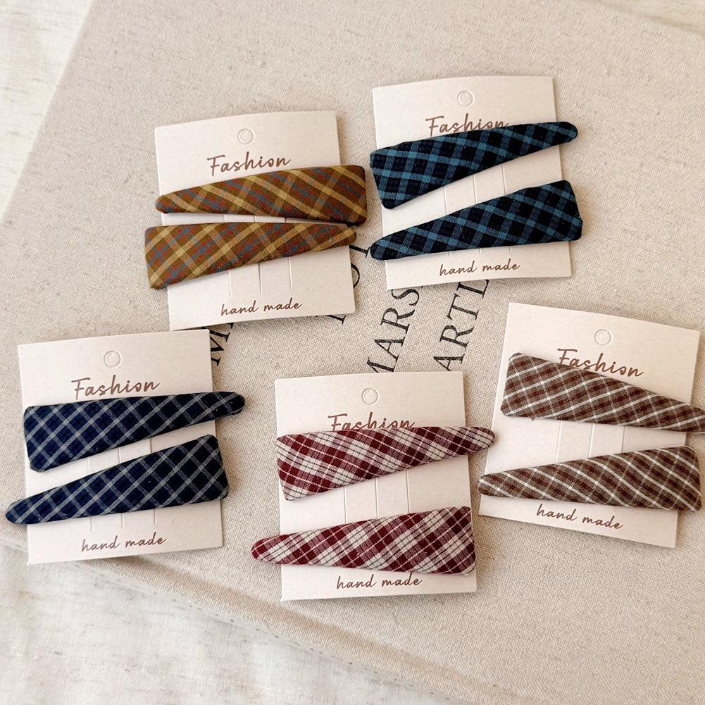 Elegant Sweet Plaid Triangle Hair Clip Simple Side BB Clip Versatile Bangs Hair Accessories For Women