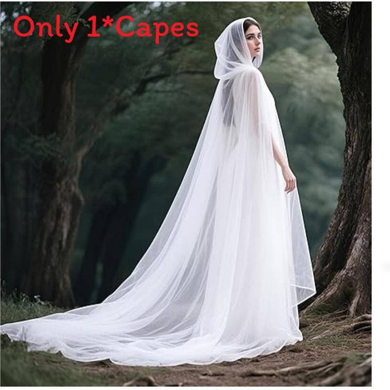 Mantello da Strega Classico con Rete Lungo Costume per Halloween Cosplay e Spettacoli Teatrali