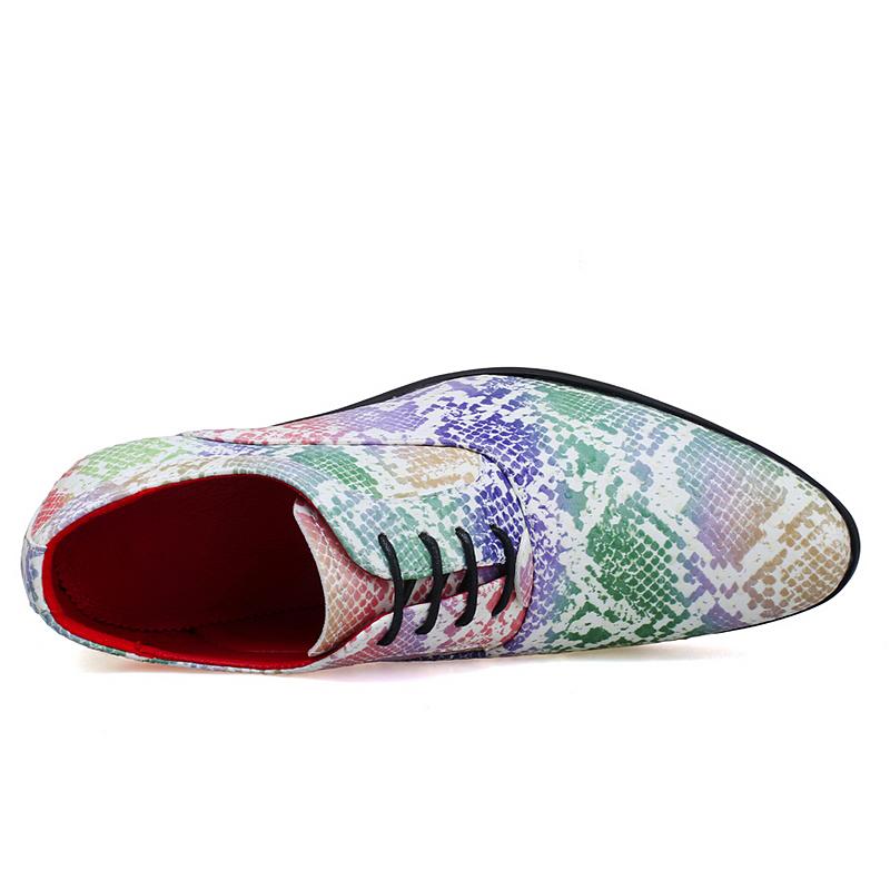 Scarpe da Uomo con Tacco Alto Derby in Pelle con Ali Scarpe da Sposa Danza Stampa Bianca Scarpe Formali da Lavoro Scarpe Rialzanti Taglie Forti