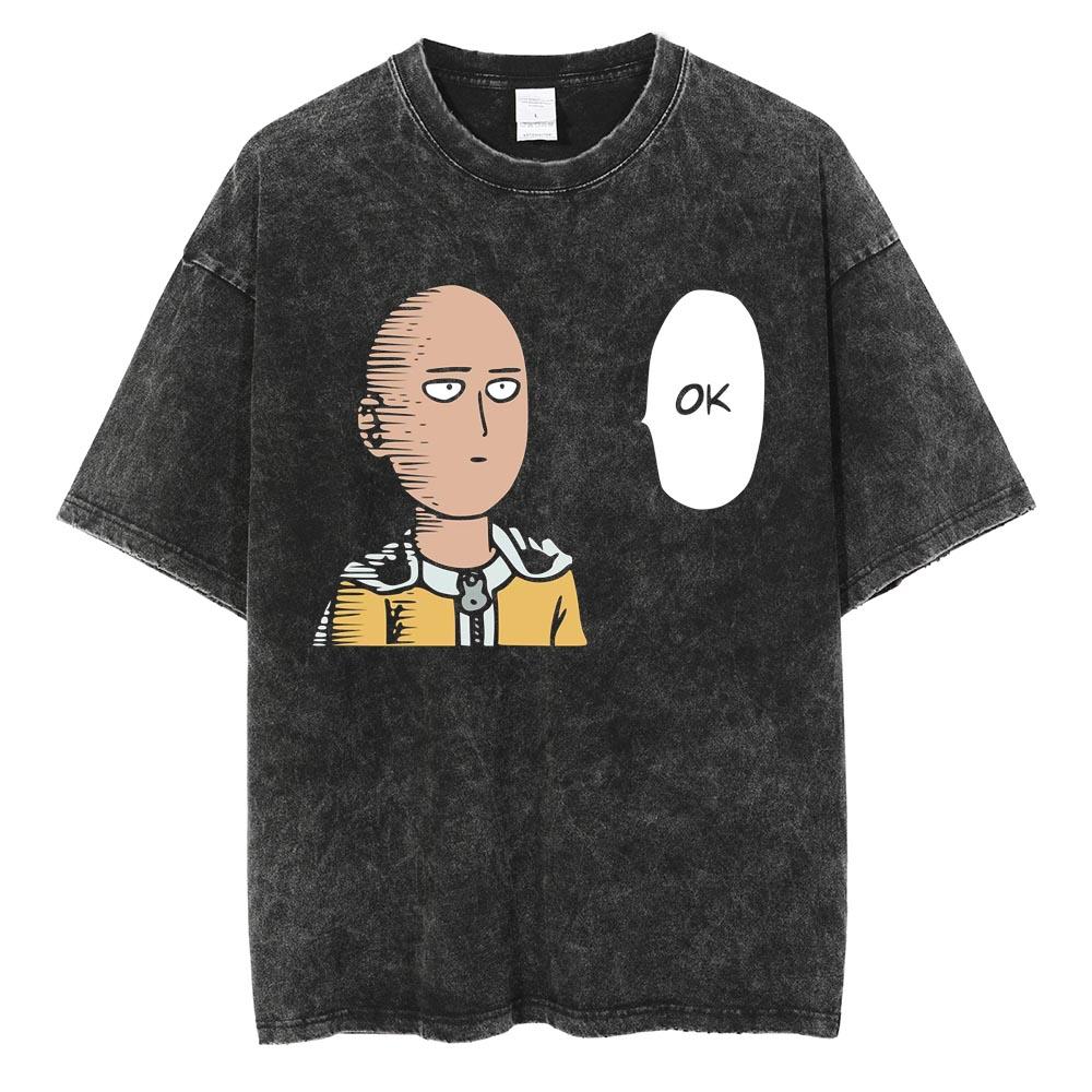 Tricou Imprimat Anime ONE PUNCH-MAN Saitama Bărbați Femei Tricouri Bumbac Spălat Tricou Supradimensionat Harajuku Masculin Manga Vintage