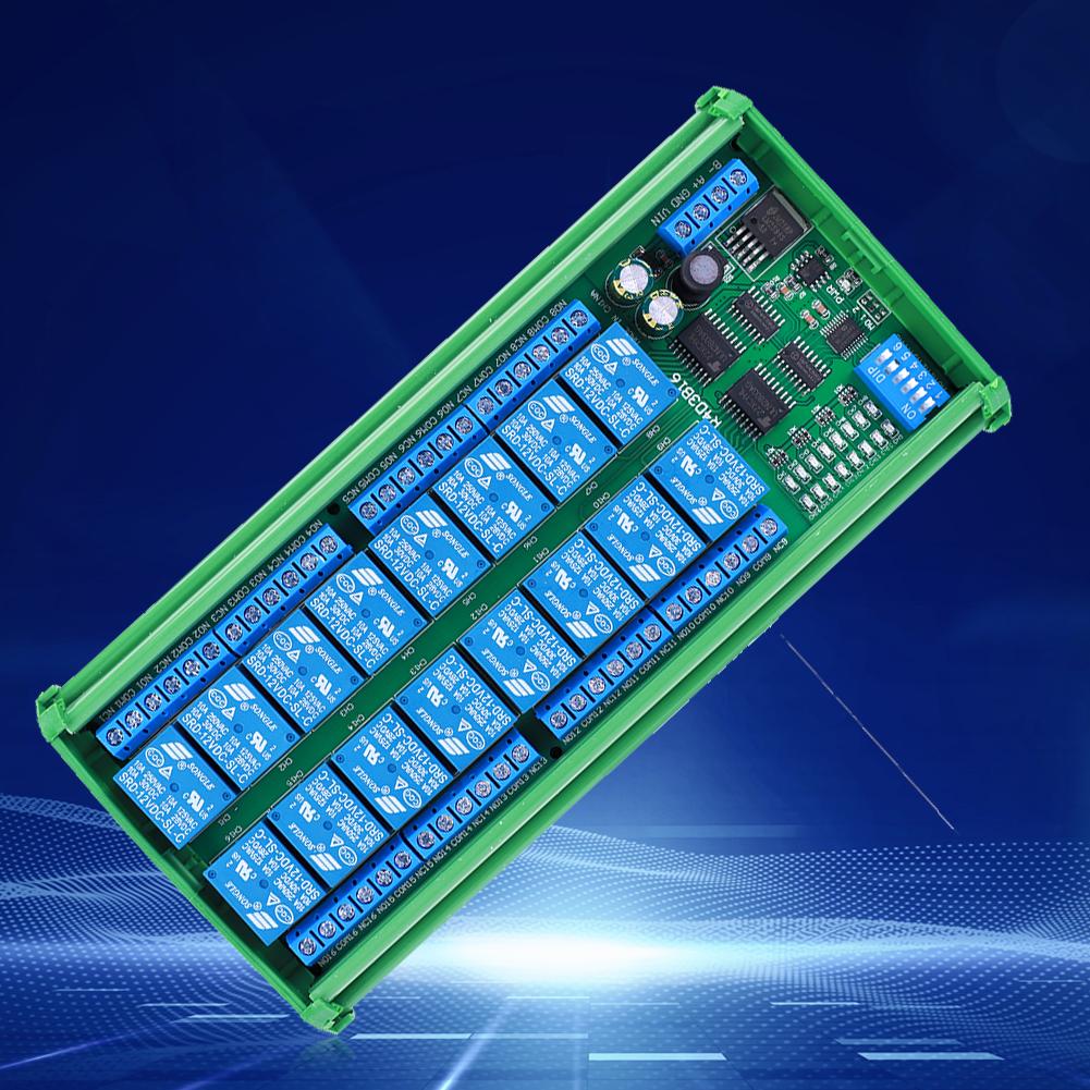 16 Channel DC 12V PLC Controller Serial Port Switch RS485 Relay Module Control Switch Board for PLC PTZ Camera Motor LED