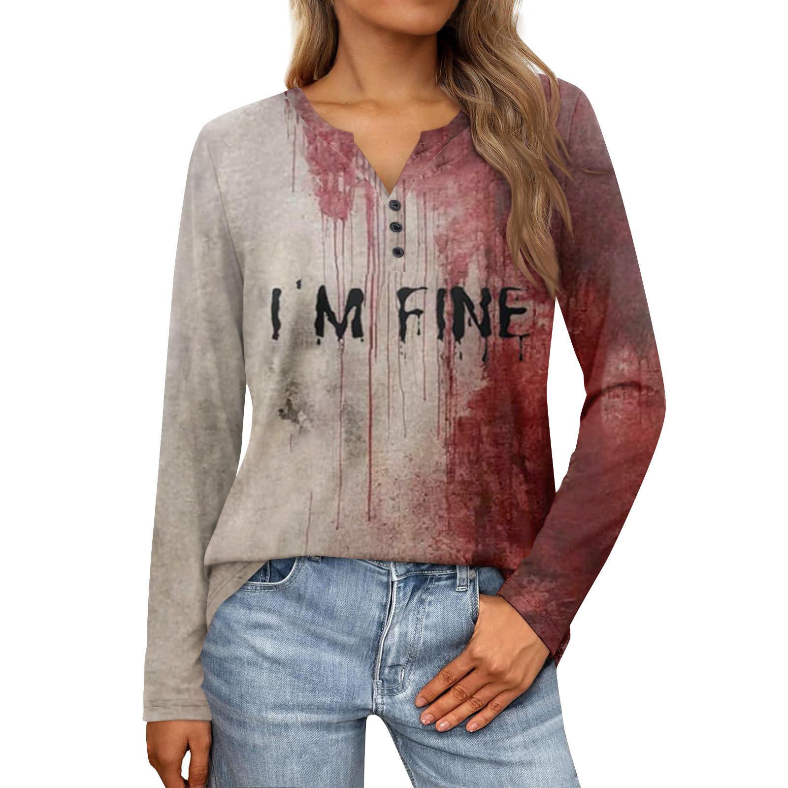 

Женские топы с воротником на пуговицах, женские повседневные топы на каждый день, с длинным рукавом, с v-образным вырезом, модные рубашки с принтом, топы, футболки с карманами L винный