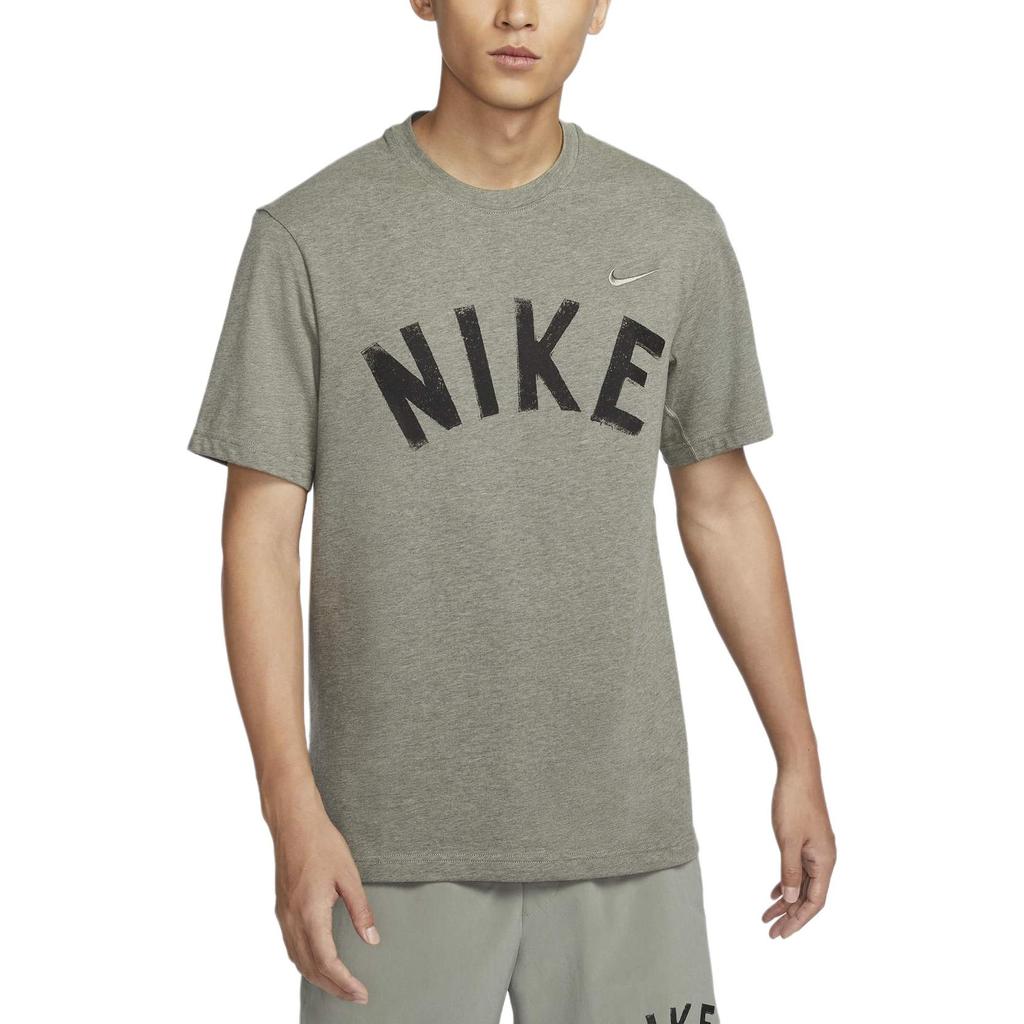 Nike Swoosh Dri-Fit Moisture-Wicking Quick-Dry Versatile Letter Print Short Sleeve T-Shirt Men Tops Dark-Mud-Gray FV9771053