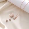 Light Luxury Diamond Geometric Necklace Ring Earrings 3-piece Set Stylish Simple Versatile Necklace Set