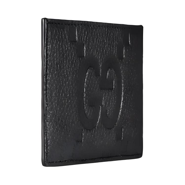 Gucci Double G Logo Grain Leather Card Holder Large Men Accessories Black 812681-AABY0-1000