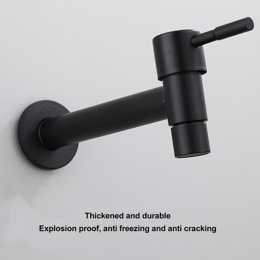 G1Celsius2 Wall Mounted Cold Water Tap 304 Stainless Steel Single Handle Cold Faucet Bathroom Garden Faucet Tap Black