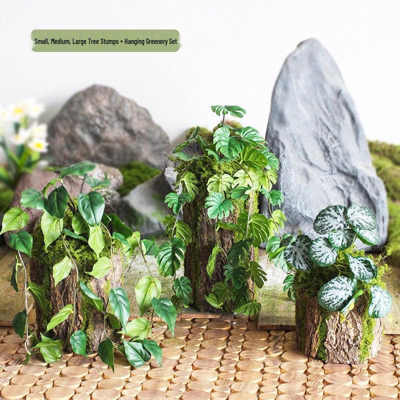 Forest Style Artificial Tree Stump with Moss Bark - Kindergarten and Country Style Decorative Ornament, Perfect for Landscaping or Inserting Flowers.
