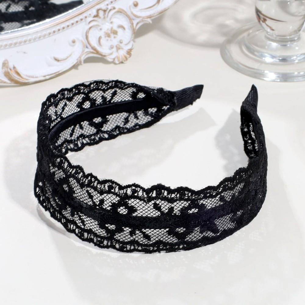 Non-Slip Lace Headband Solid Color Head Hoop Elegant Hairband Hair Accessories