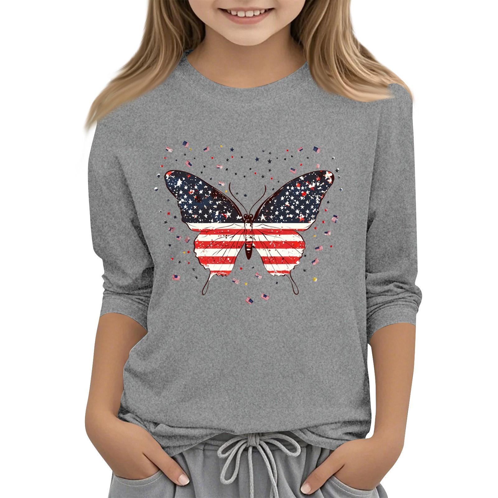 

Children s 3/4 Sleeve Independence Day Printed Round Neck Casual T-shirt 140
