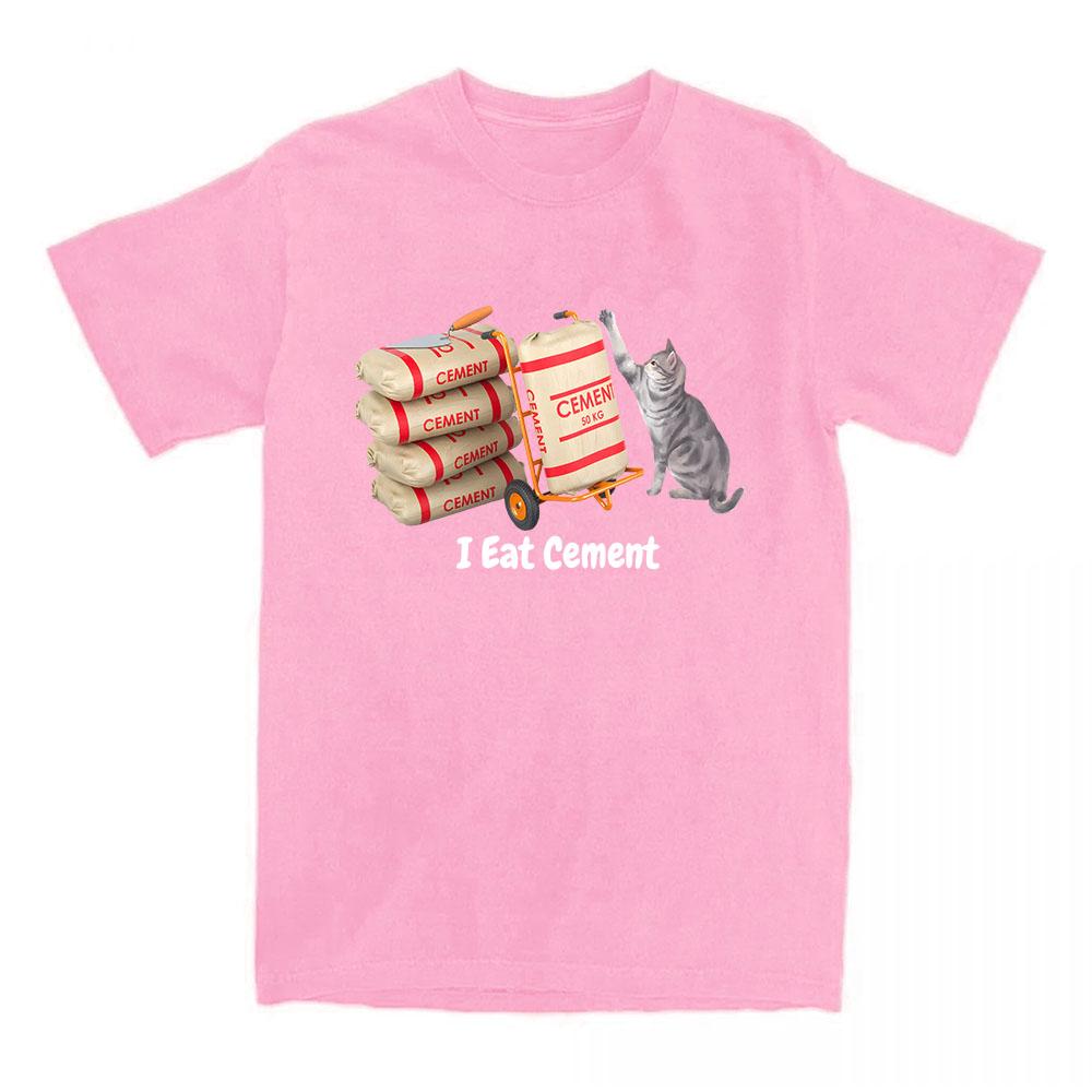 Cartoon Cat Graphic T-shirt I Eat Cement Letter Printing Tshirts Short Sleeve Casual Female T Shirt Unisex Streetwear Loose Tees