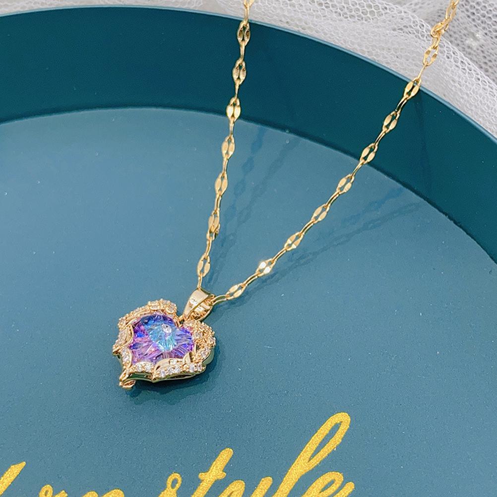Blue Romantic Zircon Pendant Necklaces Adjustable Heart of the Ocean Necklace for Mother s Day Anniversary