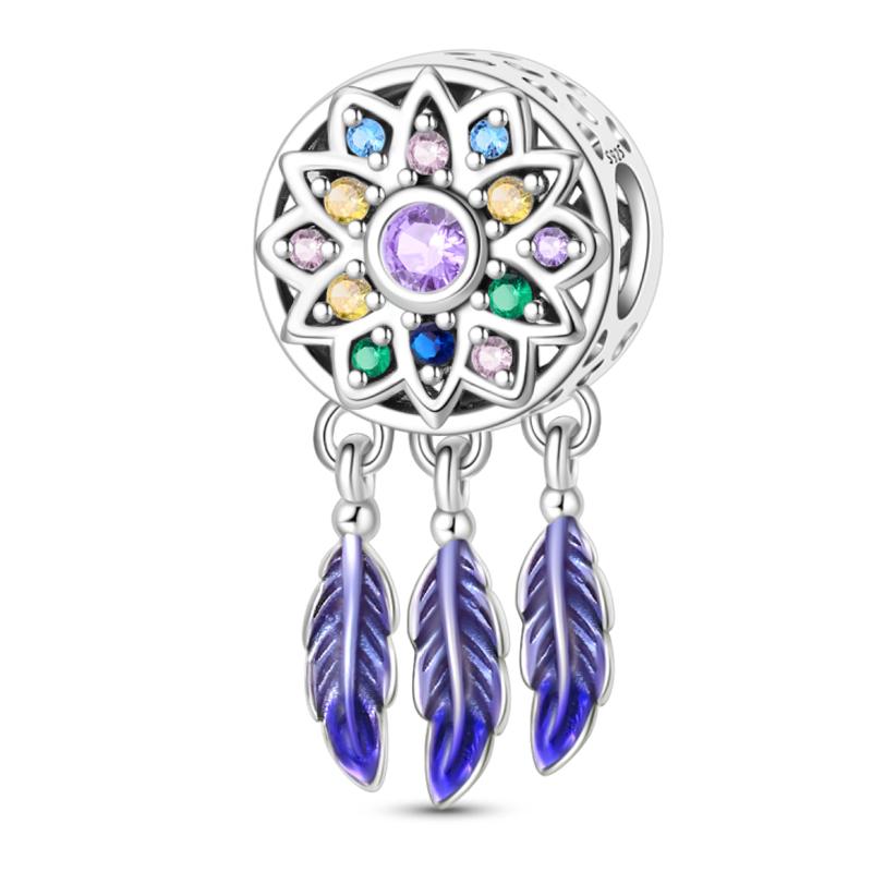 100% 925 Silver Best Wishes Shiny Dreamcatcher Net Series Charms Beads Fit 3mm Bracelets DIY Gift Fine Jewelry