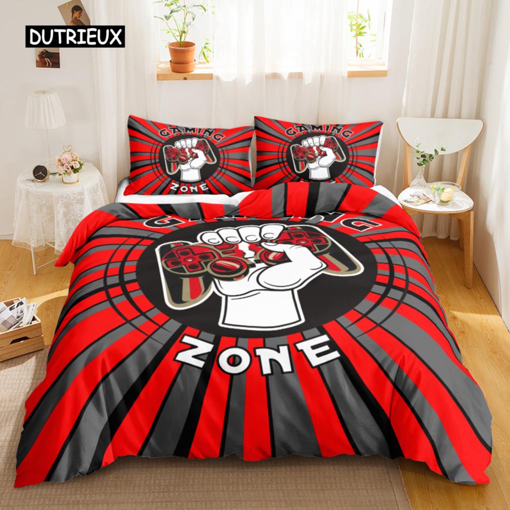 Games Duvet Cover Set Boys Kids Gamepad Bedding Set Video Game Controller Comforter Cover for Teen Girls Polyester Qulit Cover